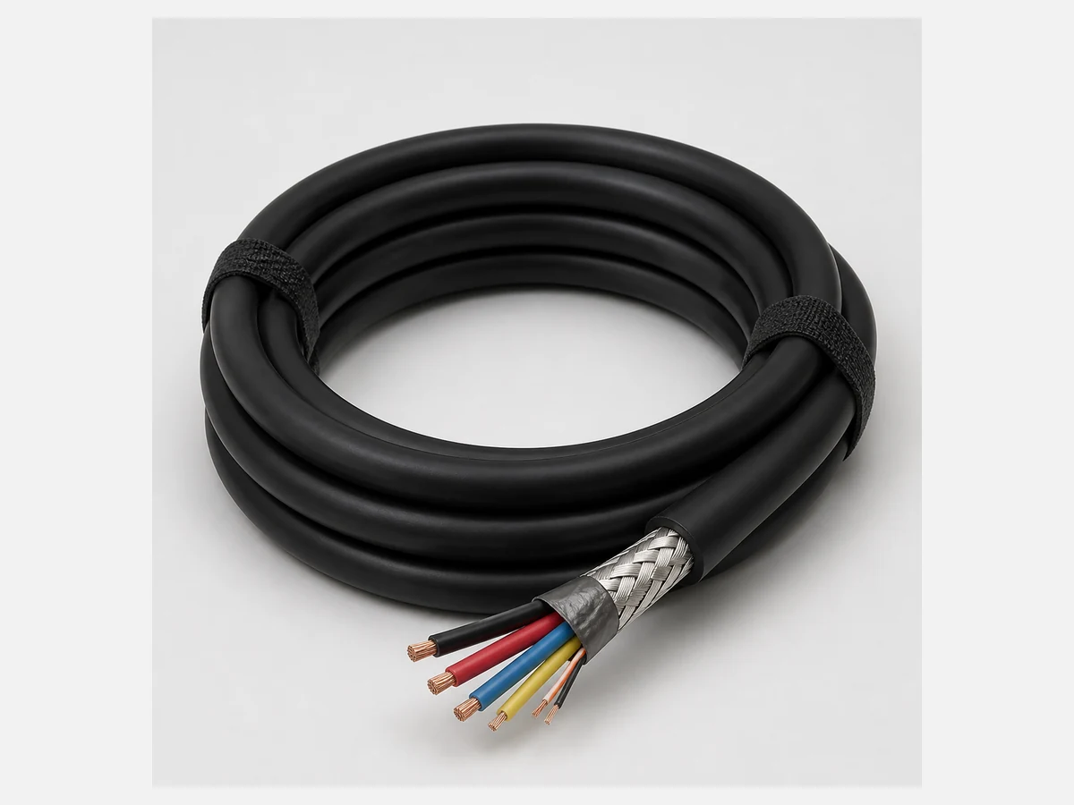 Coiled 50-million-cycle linear motor power cable