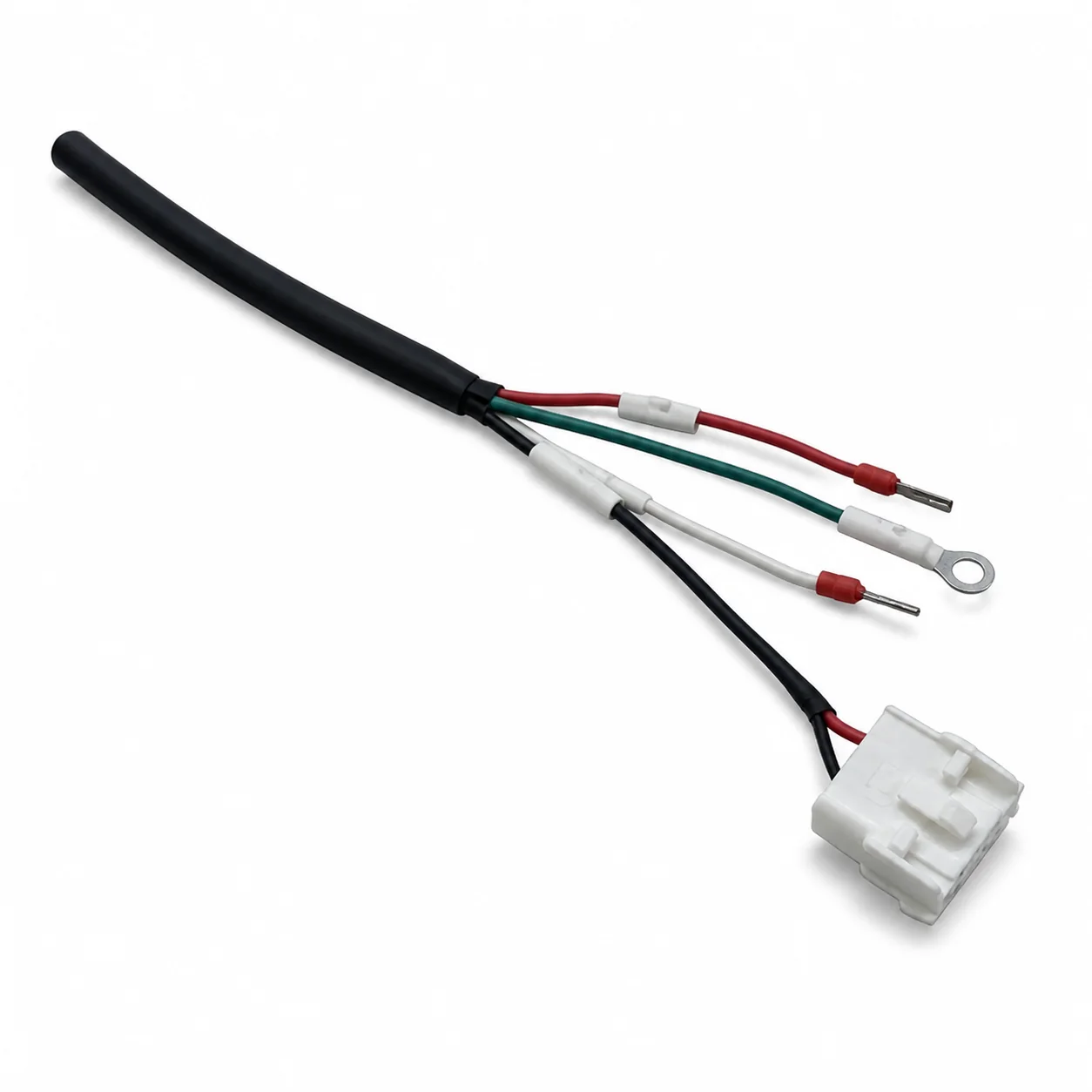 Yaskawa-compatible servo power supply cable harness on white background