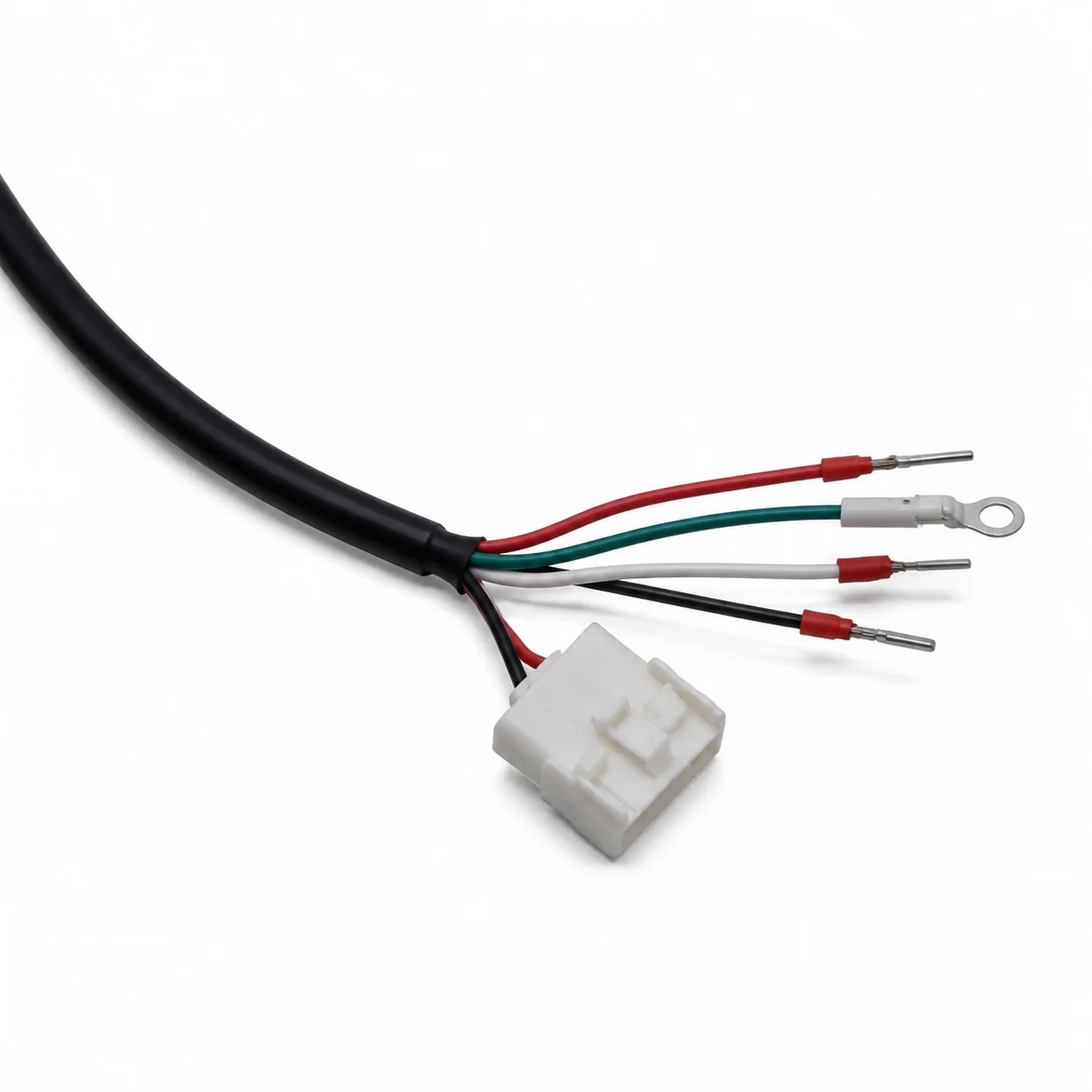 White connector detail of compatible Yaskawa servo power cable harness