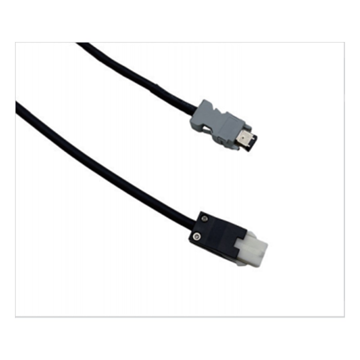 Panasonic-compatible MFECA0-0EAM encoder cable with gray and white connectors