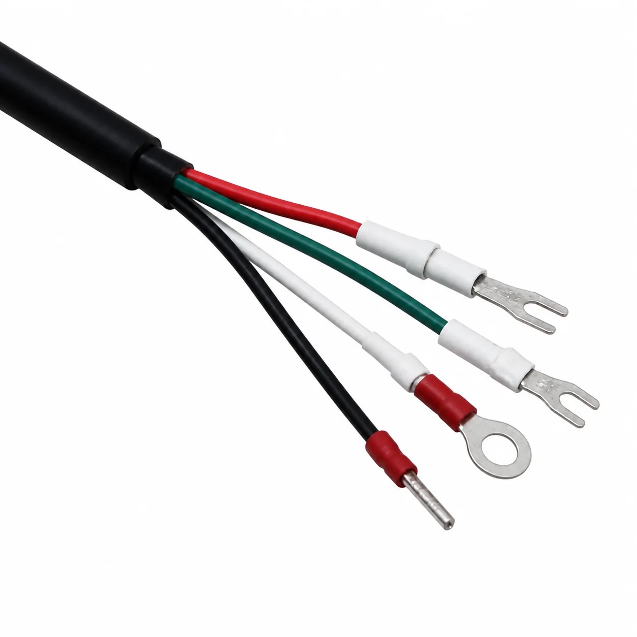 Color-coded terminal leads on Yaskawa-compatible power cable harness